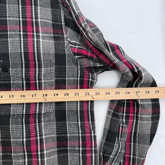 VTG Carhartt Flannel Shirt Mens L Gray Glen Plaid Coduroy Collar Pocket Outdoor - Picture 4 of 8